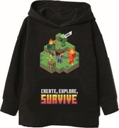 Minecraft Hoodie - Sweater met Capuchon - met Stylus Pen. Maat 128 cm / 8 jaar.