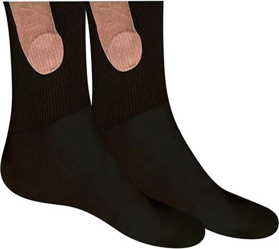 Piemel sokken - Middelhoog - Funny socks - Unisex - Katoen - zwart - One-size