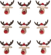 Houten kerst zelfklevende rendieren - Kerst knutselen - 9 stuks - 3.8x3.5 cm - kerstkaart