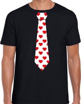 Bellatio Decorations Valentijn/thema feest stropdas t-shirt hartjes - heren XL