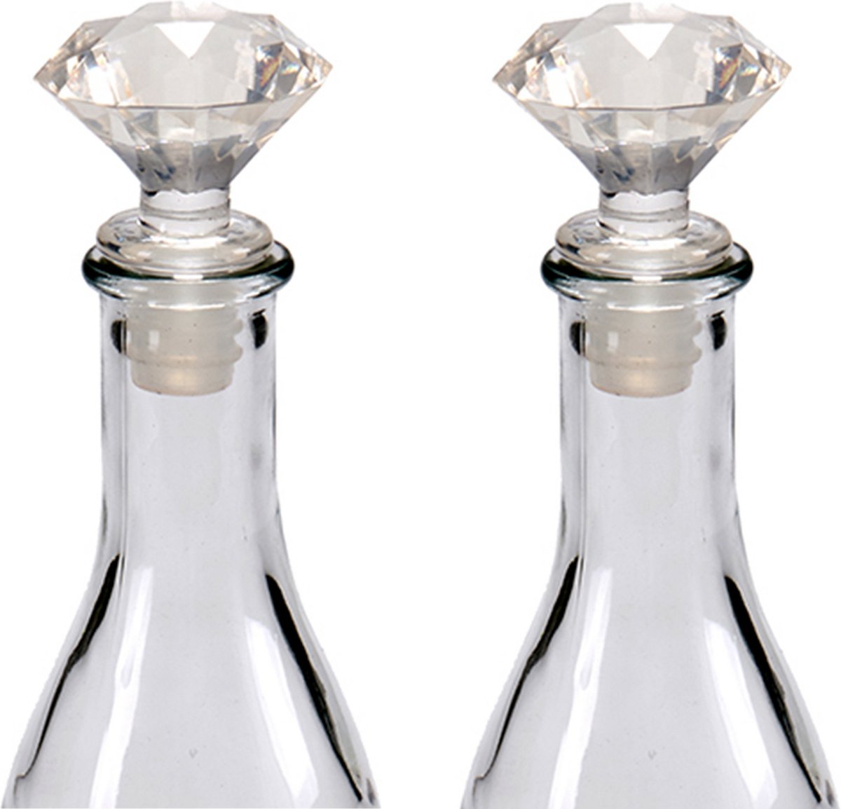 Arte r Wijnstopper - 2x - kunststof - diamant geslepen look - 7 x 4 cm - flessenstopper
