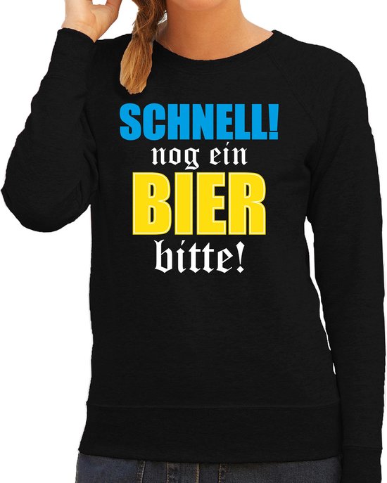 Bellatio Decorations Apres-ski sweater / trui Wintersport Schnell nog ein bier bitte! - dames - zwart XS