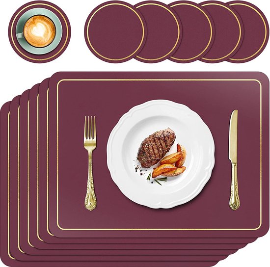 Placemats donker rood 6 stuks bol