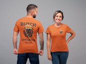 Official Dutch Lion Legion - Oranje T-shirt - Qatar 2022 - WK Voetbal - WK 2022 - Oranje shirt Qatar - Oranje shirt maat M - Shirt met ronde hals - Zwarte Leeuw - Vrouw Tshirt