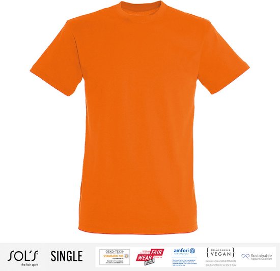 Sol's Heren T-Shirt 100% biologisch katoen Ronde hals Oranje Maat 3XL