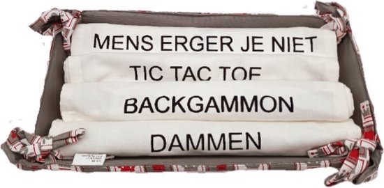 Thumbnail van een extra afbeelding van het spel 5 in 1 stoffen spellen pakket -Dammen - Backgammon - Tic Tac Toe - Mens erger je niet en een kaartspel.