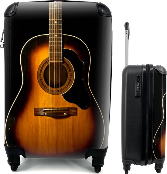 Kan niet studio Geven MuchoWow® Koffer - Akoestische gitaar op een zwarte achtergrond - Past  binnen 55x40x20... | bol.com