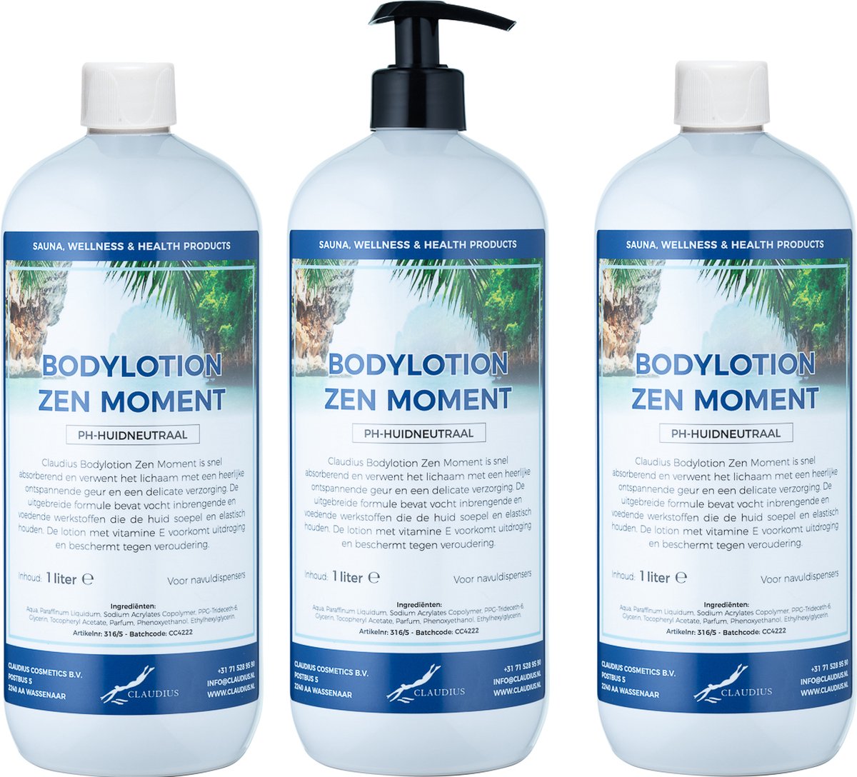 Bodylotion Zen Moment 1 Liter - met gratis pomp - set van 3 stuks