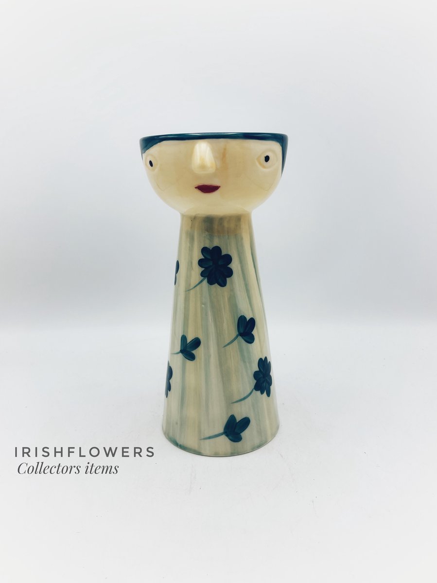Irishflowers Vaas - Villa Pottery - Decoratie - Bloempot - Porselein - Waterdicht - Woonaccessoires - Puppets 4B Blauw
