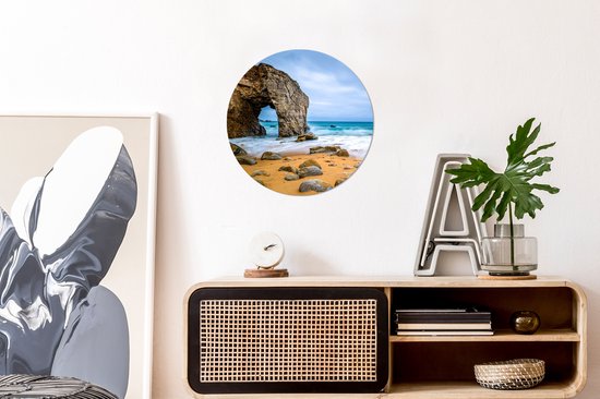 WallCircle - Cercle Mural - Cercle Mural - Pierres - Water - Plage - Rocher - Vagues - Aluminium - Dibond - 30x30 cm - Intérieur et Extérieur