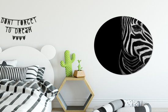WallCircle - Cercle mural - Cercle mural - Animaux - Zebra - Zwart - Wit - Aluminium - Dibond - 90x90 cm - Intérieur et Extérieur