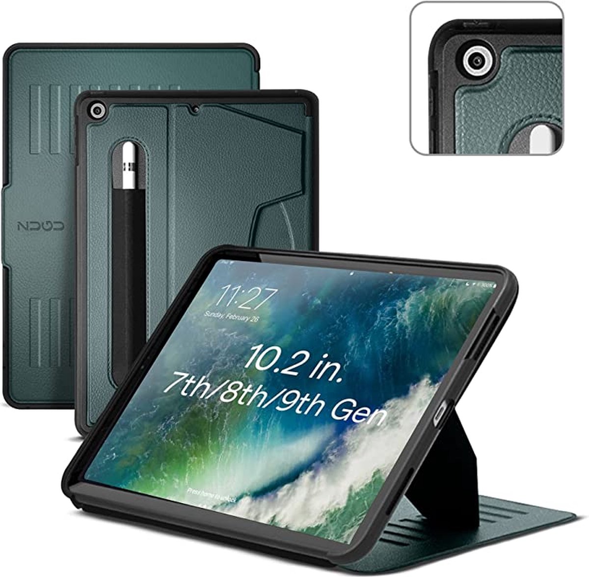 Zugu case - iPad Air 10.9 Gen 4 & 5 (2020/2022) - oersterke luxe flip-over case - volledige 360˚ bescherming – met multifunctionele standaard functie – geschikt voor Apple Pencil - Pine