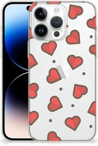 Silicone Hoesje Geschikt voor iPhone 14 Pro Max Transparant Hoesje Super als Sinterklaas Cadeautje Hearts