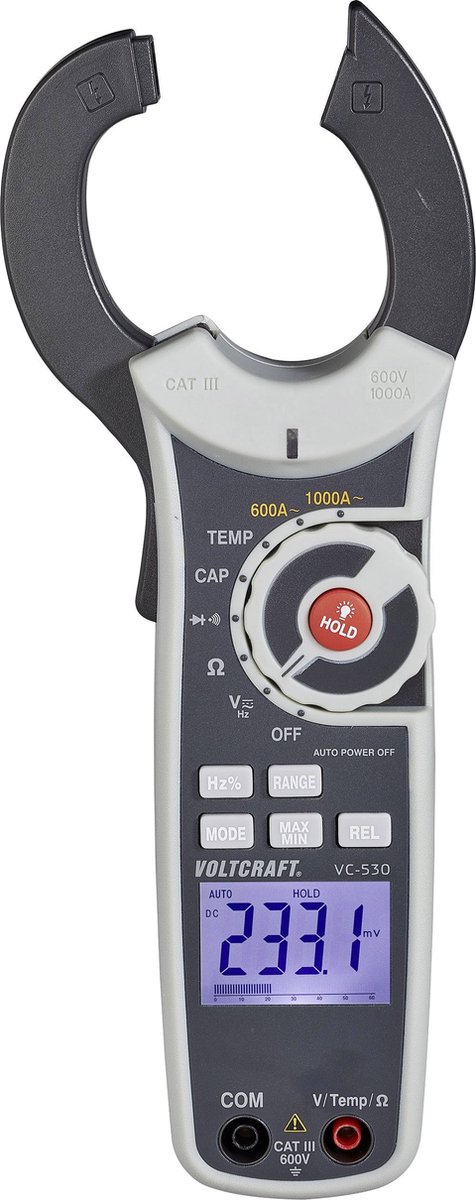 VOLTCRAFT VC-530 Klemmenmeter Digitaal CAT III 600 V Weergave (tellingen): 6000