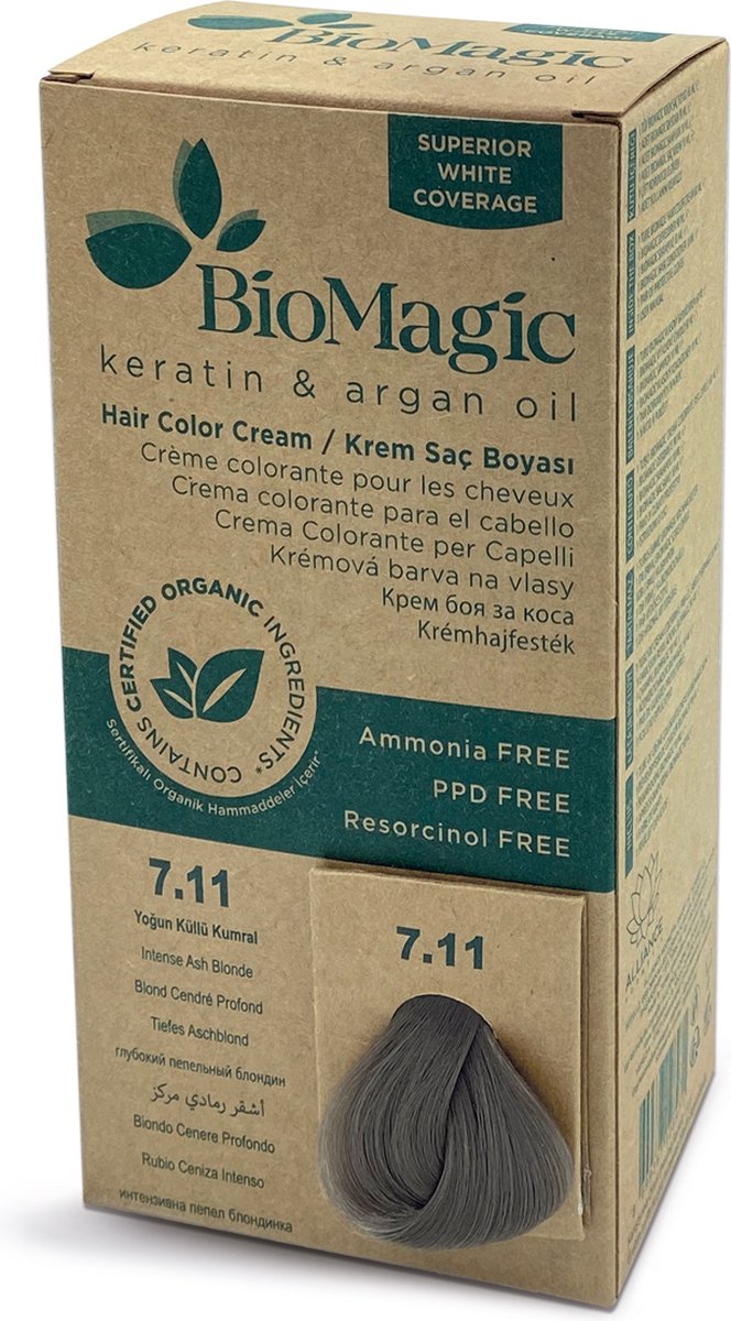 Natuurlijke haarverf KIT met Biologische Ingrediënten ook verkrijgbaar in Apotheken - INTENS ASBLOND 7/11 BioMagic