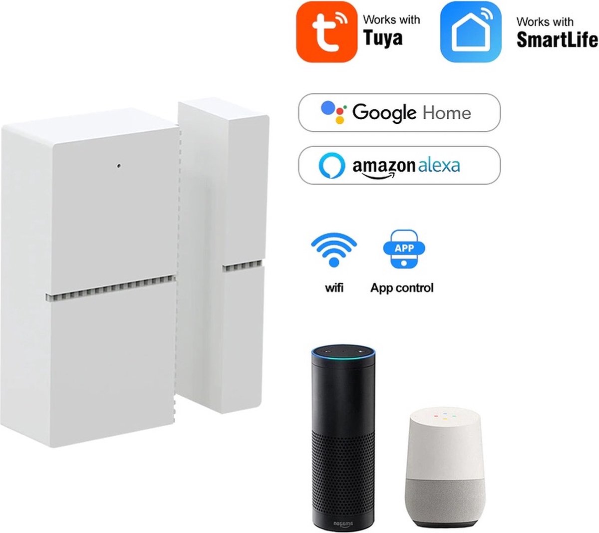 Tuya Slimme WiFi Open Dicht Deur Raam Inbraak Sensor voor Alexa of Google Home