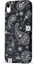 xoxo Wildhearts Paisley Dawn Black - Double Layer - Zwart hoesje geschikt voor iPhone Xr hoesje - Hartjes patroon case bloemen - Siliconen en TPU hoesje geschikt voor de iPhone Xr - zwart