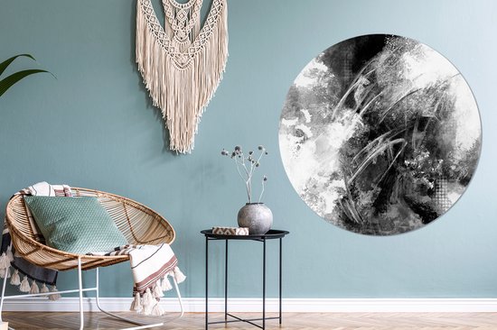 Assiette en plastique cercle mural texture Zwart et blanc ⌀ 150 cm - impression photo sur cercle mural / cercle vivant (décoration murale)