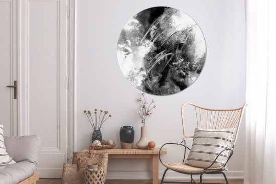 Assiette en plastique cercle mural texture Zwart et blanc ⌀ 150 cm - impression photo sur cercle mural / cercle vivant (décoration murale)
