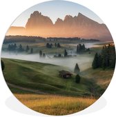 WallCircle - Wall Circle - Wall Circle Indoor - Berg - Brouillard - Paysage - 60x60 cm - Décoration murale - Peintures Ronds