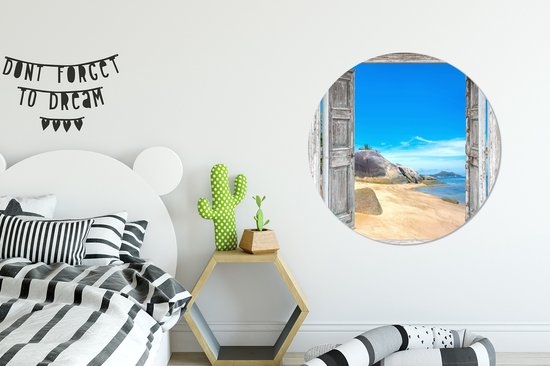 WallCircle - Wall Circle - Wall Circle Indoor - Plage - Tropical - Summer - See Through - Mer - 90x90 cm - Décoration murale - Peintures Ronds