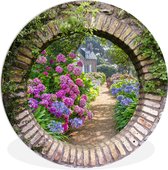 WallCircle - Wall Circle - Wall Circle Indoor - Transparent - Fleurs - Hortensia - Été - 150x150 cm - Décoration murale - Peintures Ronds