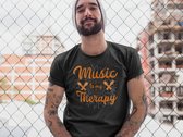 Rick & Rich - T-Shirt Music Is My Therapy - T-shirt met opdruk - T-shirt Muziek - Tshirt Music - Zwart T-shirt - T-shirt Man - Shirt met ronde hals - T-Shirt Maat 3XL