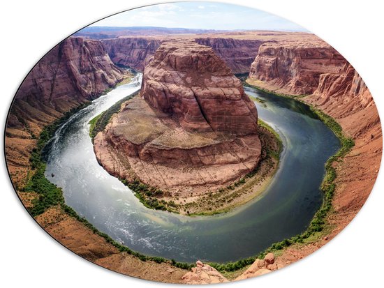 WallClassics - Dibond Ovaal - Horseshoe Bend Rotsen, Arizona - 68x51 cm Foto op Ovaal (Met Ophangsysteem)