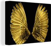 Canvas Schilderij Gouden vleugels op een zwarte achtergrond - 40x30 cm - Wanddecoratie