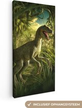 Cavnasdoek kinderen - Decoratie kinderkamers - Dinosaurus - Jungle - Kinderen - Jongens - Meisjes - Wanddecoratie - Canvas schilderij dino20x40 cm