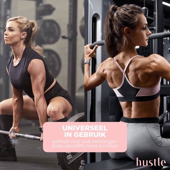 hustle - Roze Lifting Straps - met Padding en Anti-slip - Padded - Lifting Grips/Hooks - Deadlift Straps - Voor Fitness