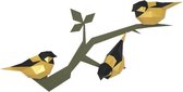 3D Papercraft - Birds (gold)