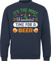 Pull de Noël Time For A Beer | Ugly Christmas Pull Femme Homme | Cadeau de Noël adultes | Noël | Marine | taille XL