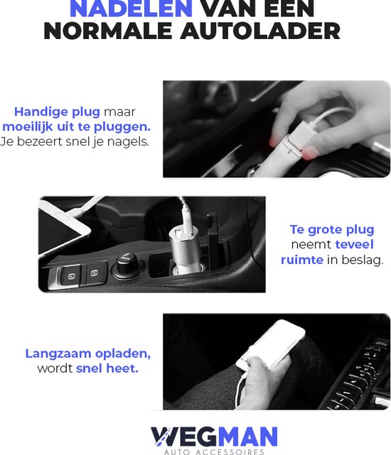 Wegman 45W Autolader USB C - Veilig en Compact - Snellader - Auto Oplader - Sigaretten Aansteker - Laad 4x zo snel - Auto Accessoires