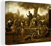 Canvas Schilderij De kwakzalver (De keisnijding) - Jan Steen - 80x60 cm - Wanddecoratie