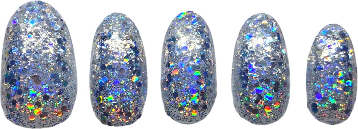 Nailsupplier 'The Brightest' | WINTERCOLLECTIE | Zilveren glitter nepnagels | Plaknagels | Kunstnagels met lijm | Press on nails