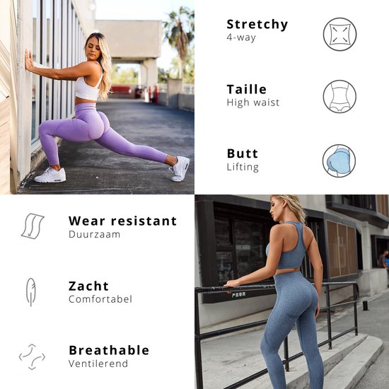 Perform Legging - Fitness Legging - Sportlegging Dames - Yoga Legging - High Waist Legging - Yoga Kleding Dames - Yoga Broek Dames - Sportkleding Dames - Sportbroek Dames - Legging & Shapewear Dames - Luminatic® - Blauw - Maat M van Perform — afbeelding 3