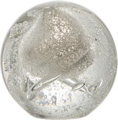 Decoratieve bol / bal  in presse papier - Wit / creme / beige / tranparant / zilver - 10,5 x 10,5 x 10,5 cm hoog.