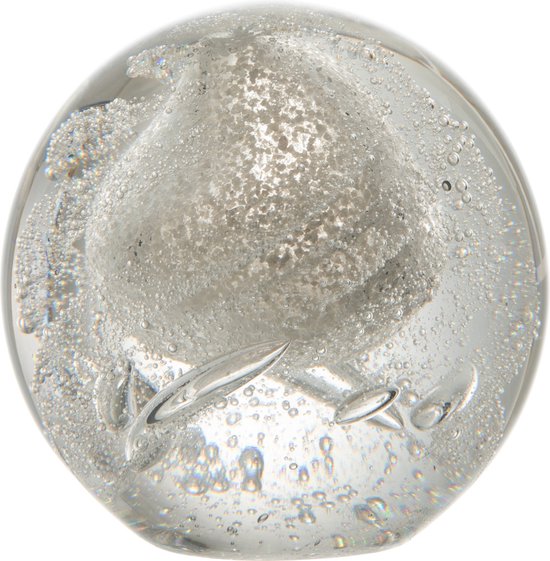 Sphère/boule décorative en presse-papier - Wit /crème/beige/transparent/argenté - 10,5 x 10,5 x 10,5 cm de haut.