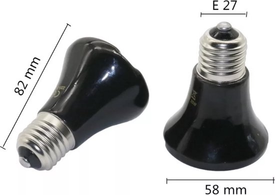 Keramische warmtelamp - 50 Watt - E27 - voor kuikens - reptielen - amfibieën