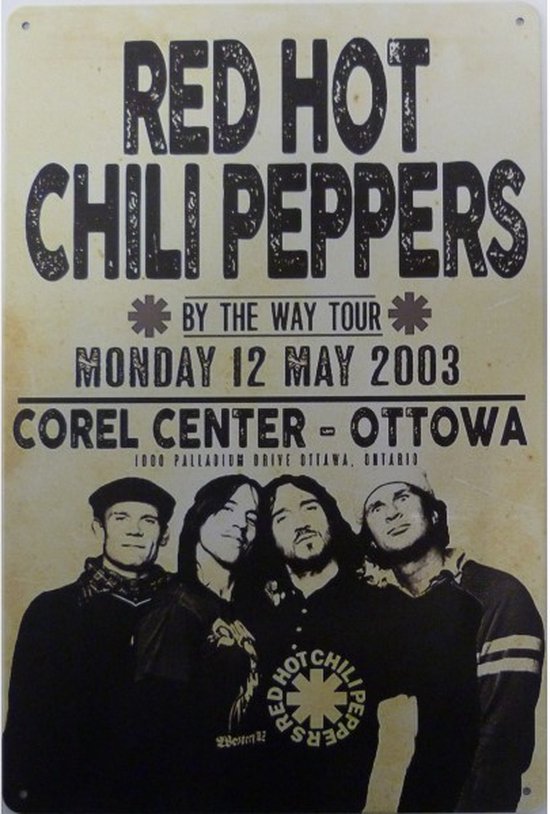 Wandbord Concert Red Hot Chili Peppers By The Way Tour 2003