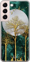 Hoesje geschikt voor Samsung Galaxy S22 - Noorderlicht - Landschap - Goud - Soft Case Telefoonhoesje - TPU Back Cover - Casevibes