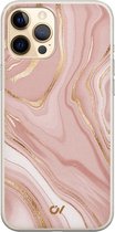 Hoesje geschikt voor Apple iPhone 12 - Rose Marble - Marmer - Roze - Apple Soft Case Telefoonhoesje - TPU Back Cover - Casevibes