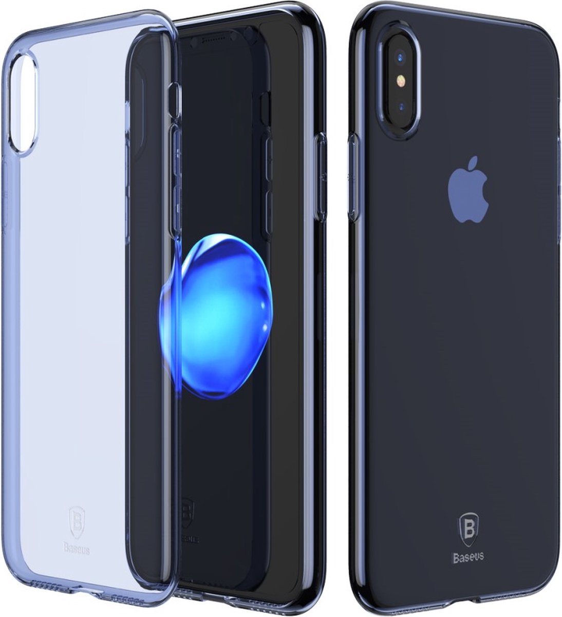 Baseus Simple Series doorzichtig iPhone X XS hoesje - Blauw