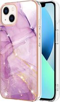 Peachy Marble Stone TPU hoesje voor iPhone 14 - paars