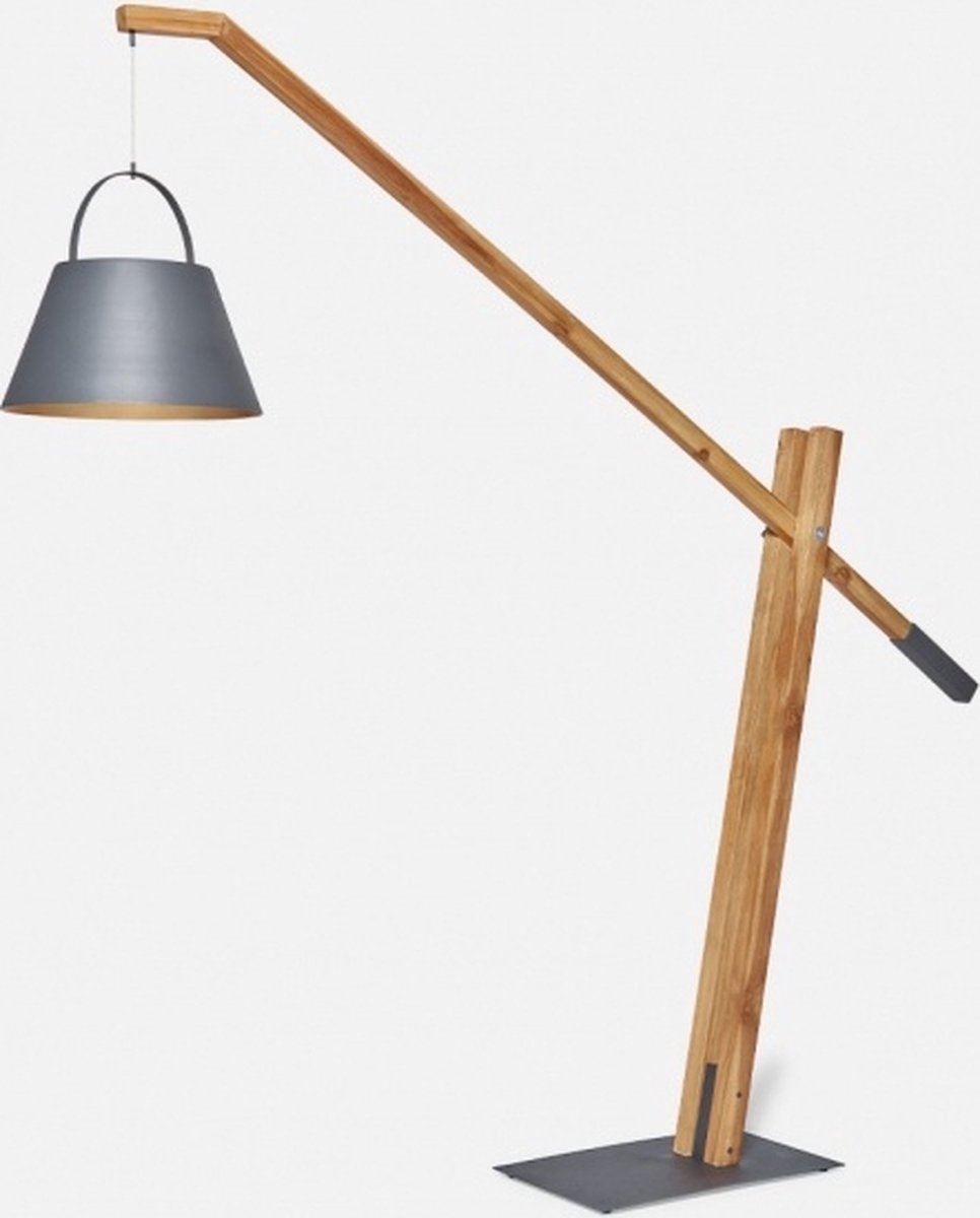 SUNS Jane buitenlamp solar - matt royal grey - natural teak