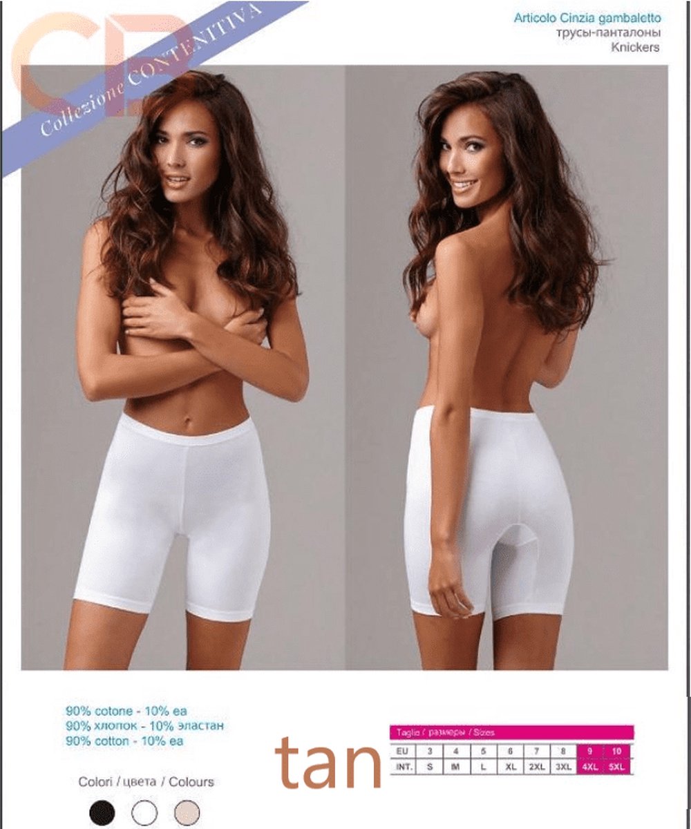 Katoenen korte legging in TAN kleur met zachte elastische talie maat 3XL/4XL