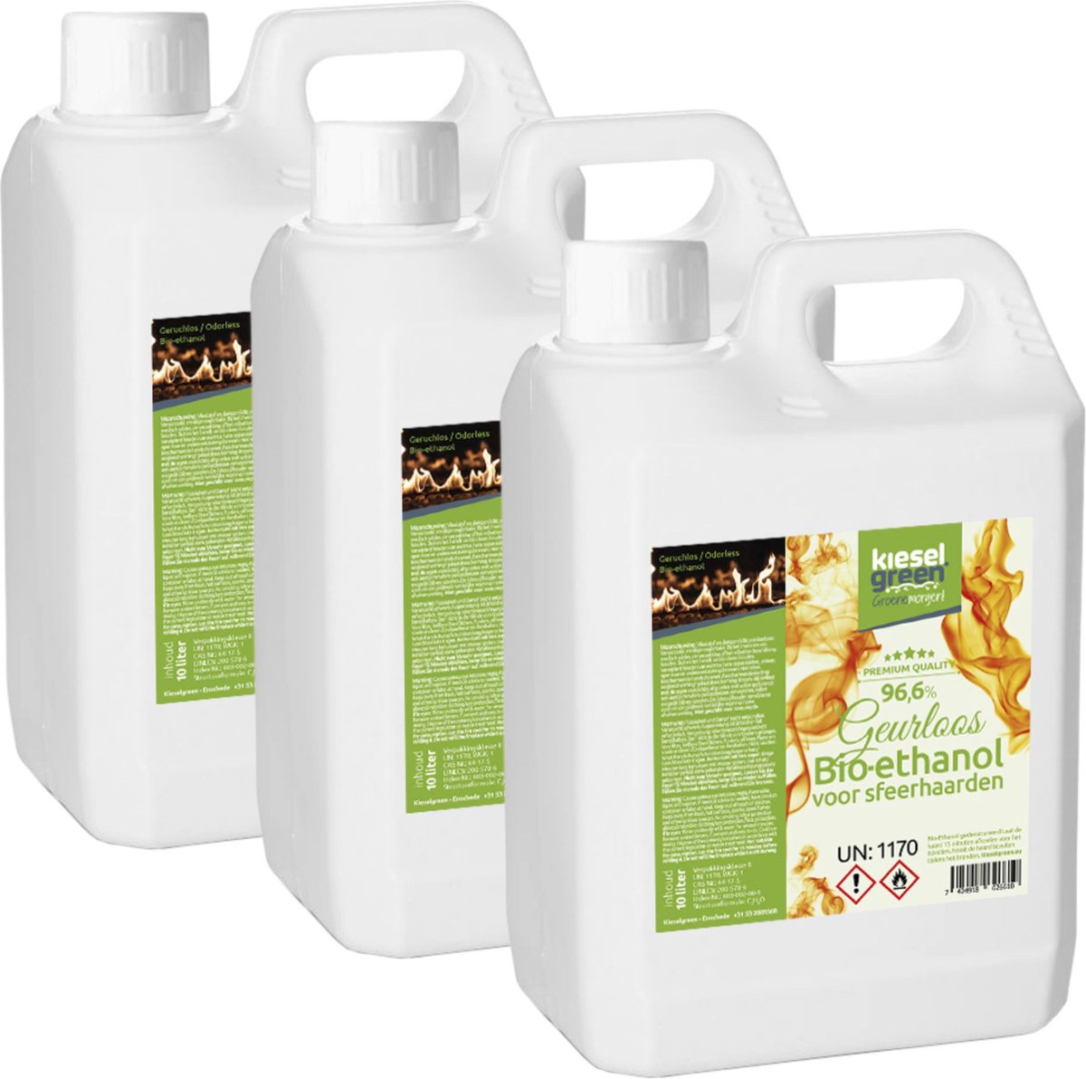 KieselGreen 30 Liter Bio-Ethanol Geurloos - Bioethanol 96.6%, Veilig voor Sfeerhaarden en Tafelhaarden, Milieuvriendelijk - Premium Kwaliteit Ethanol voor Binnen en Buiten