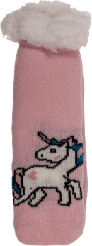 gevoerde sokken Eenhoorn Roze huissokken met antislip mt 22-26