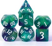 Lapi Toys - Dés Dungeons and Dragons - Dés D& D&D - Polydice D&D - 1 set (7 pièces) - Acryl - Néon - Vert - Blauw